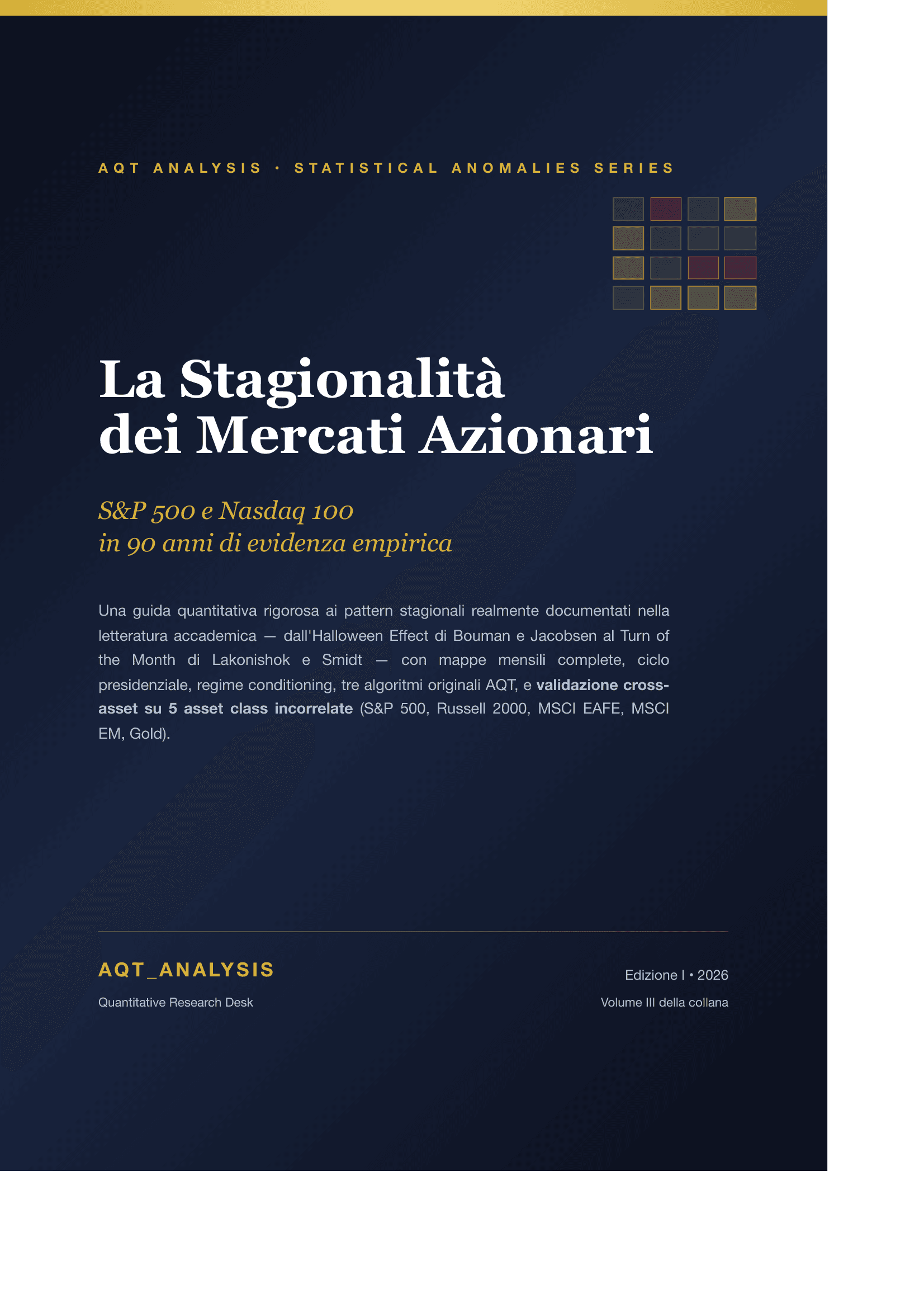 Copertina — La Stagionalità dei Mercati Azionari